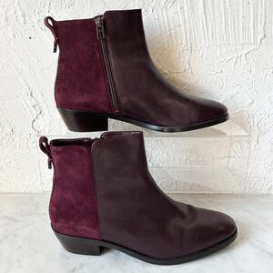 Coach Carmen Ankle Boot Oxblood Suede/Leather Side Zip - Women's Size 9.5/39.5